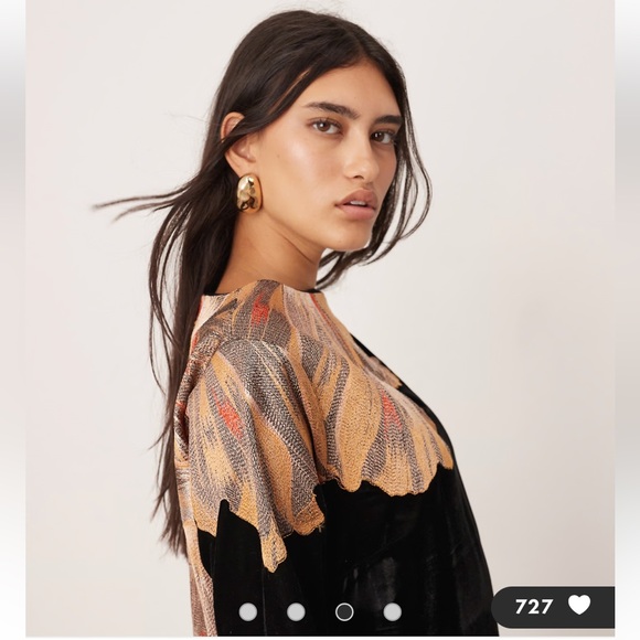 ASOS velvet embroidered floral maxi dress Long sleeve black embroidery NEW NWT - Picture 4 of 12